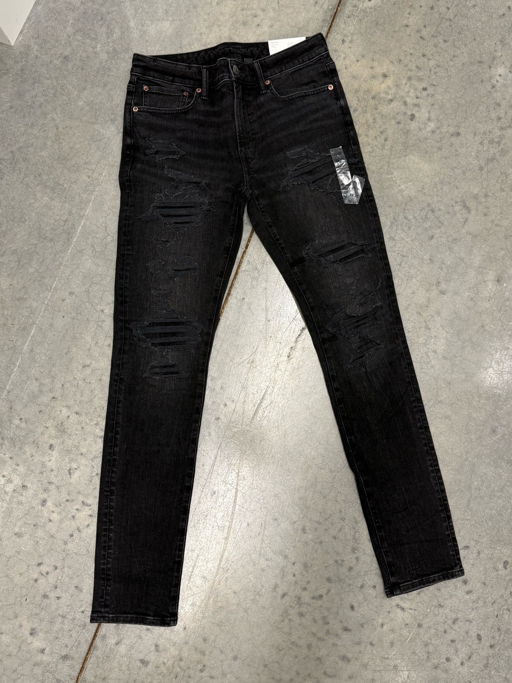 American Eagle Super Skinny Ripped Jeans Black 32x32